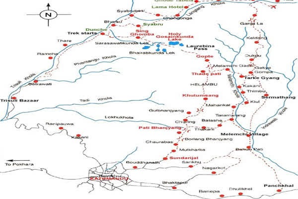 Helambu Trek Map