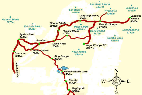 Langtang Valley Trekking Map